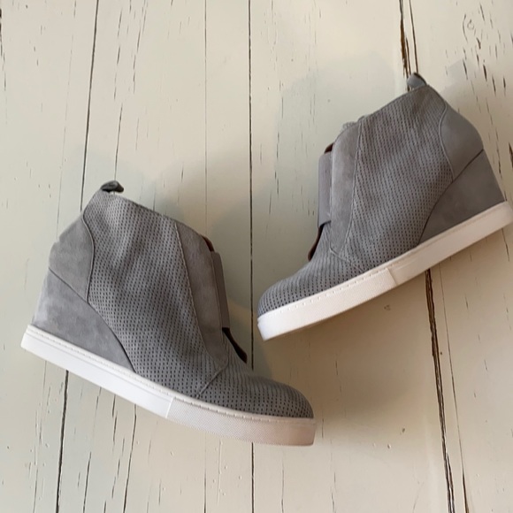 Linea Paola l Grey Anna Wedge Sneakers Size 8.5 - Picture 2 of 8